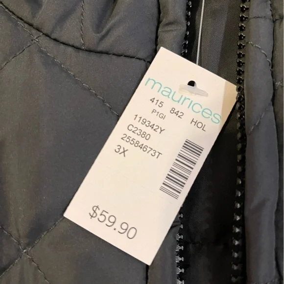 NWT MAURICES Black & White Buffalo Plaid Zip Up Vest Jacket 3X - Picture 6 of 6